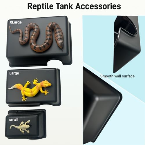 11.5in Reptile Humid Large Hide Cave, 2 Pack Moist Hideout for Gecko, Lizard, Snake - Natural-Looking Shelter for Humidity Retention & Shedding Support, with Easy-Clean Design (11.5"x7.8"x2.7") - size: X-Large (2 Count)