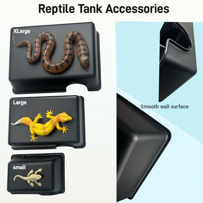 11.5in Reptile Humid Large Hide Cave, 2 Pack Moist Hideout for Gecko, Lizard, Snake - Natural-Looking Shelter for Humidity Retention & Shedding Support, with Easy-Clean Design (11.5"x7.8"x2.7") - size: X-Large (2 Count)