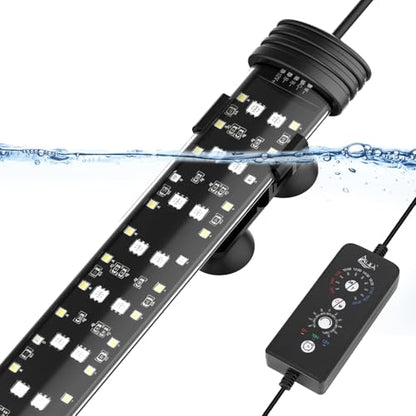 AQQA Submersible LED Aquarium Light, 24/7 Mode Full Spectrum Fish Tank Light, 4 Rows Beads with 9 Colors Choice, IP68 Waterproof Aquarium Plant Light, Adjustable Brightness Timer, 7 Adjustable Angle - size: 23.03In ( For 23.62''-42.91'' Length Fish Tank)