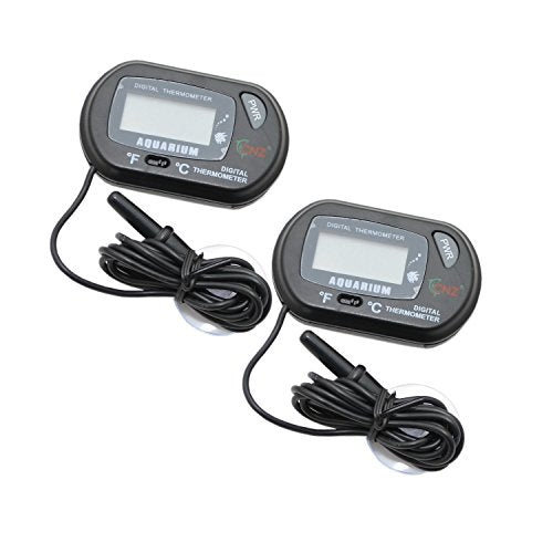 CNZ Digital LCD Thermometer for Aquarium Fish Tank Vivarium Reptile Terrarium (2-Pack) - size: 2-pack