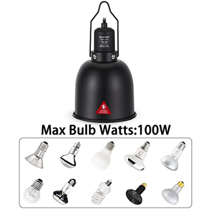 DXOPHIEX 5.5inch Deep Dome Reptile Heat Lamp Reptile Light Fixture UVB Light Fixture Max 100W for Bearded Dragon, Turtles, Snake and Lizard Terrarium - size: 5.5inch deep dome