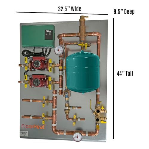 Hydronic Radiant Heat Control Panel - 2 Zone | Pre-Assembled Heating Distribution System for Underfloor, Home & Space Heating | High-Efficiency & Easy Install - size: 2 Zone - For use with/without Glycol