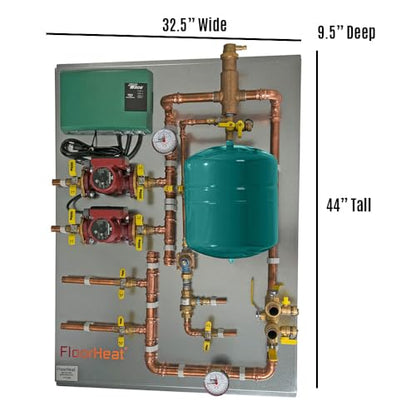 Hydronic Radiant Heat Control Panel - 2 Zone | Pre-Assembled Heating Distribution System for Underfloor, Home & Space Heating | High-Efficiency & Easy Install - size: 2 Zone - For use with/without Glycol