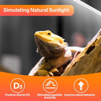 T5 HO 10.0 UVB Lamp Bulb 22" L 24 Watts, Reptile UVB Lamp Tube for Bearded Dragon - size: 22 inches