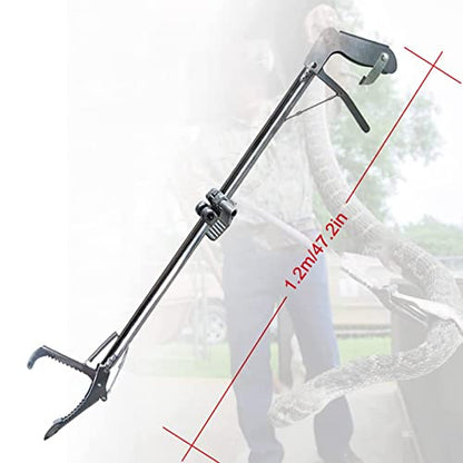 47" Professional Stainless Steel Snake Tong Grabber Sturdy Handle Professional Catcher Tong And Hook