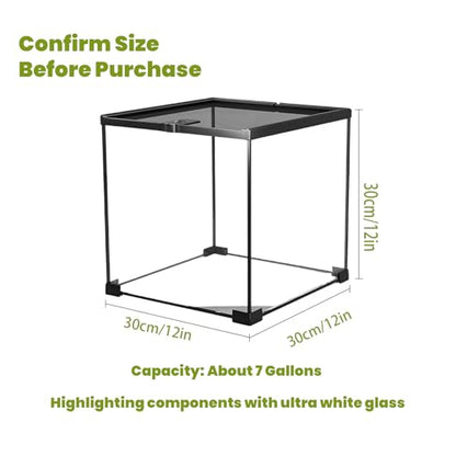 7 Gallon Glass Reptile Terrarium 12"x12"x12" – Cube Reptile Tank for Leopard Gecko, Hermit Crab, Snake, Frog, Tarantula, Isopod Enclosure - size: 12*12*12in