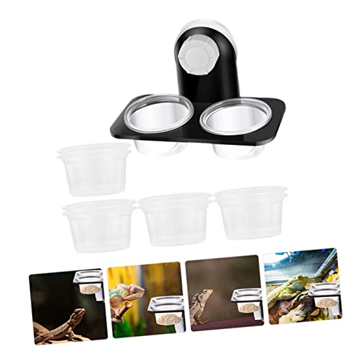 BESPORTBLE 1set Hanging Reptile Food Dishes Suction Cups Dual Compartment Feeder for Tortoise Gecko and Lizard Bowls for Easy Feeding and Hydration