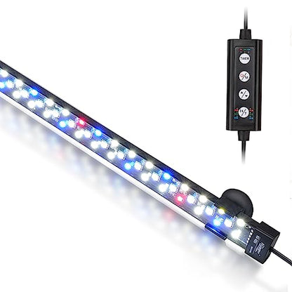 hygger 24/7 Mode Submersible Aquarium LED Light, Full Spectrum Hidden Fish Tank Light with 3 Rows Beads 7 Colors Auto On Off Sunrise-Daylight-Moonlight, Adjustable Timer Brightness - size: 23.4in 14W