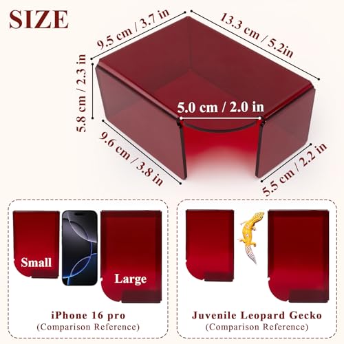 Visible Reptile Hide Box, PMMA Small Hideaway Snake Hide Enclosure, Easy to Clean Reptile Hides Cave for Leopard Geckos, Snakes, Lizards, Cornsnakes, Hamster - Small & Juvenilem (5.2 x 3.73 x 2.3 in) - size: Small