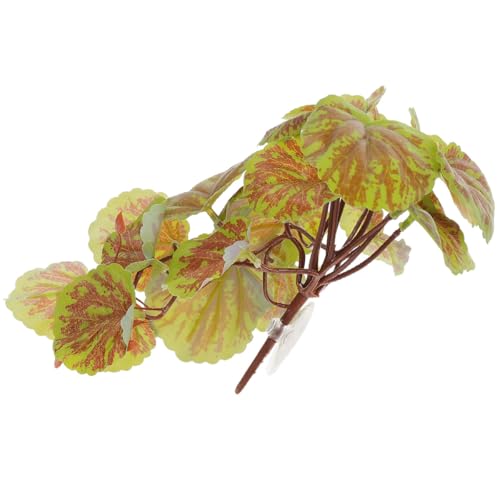 Beavorty Artificial Hanging Reptile Plant for Terrarium Habitat Decor with Suction Cup, 23 Green Begonia Leaves, Lifelike Fake Plants for Reptile Tanks and Amphibian Enclosures