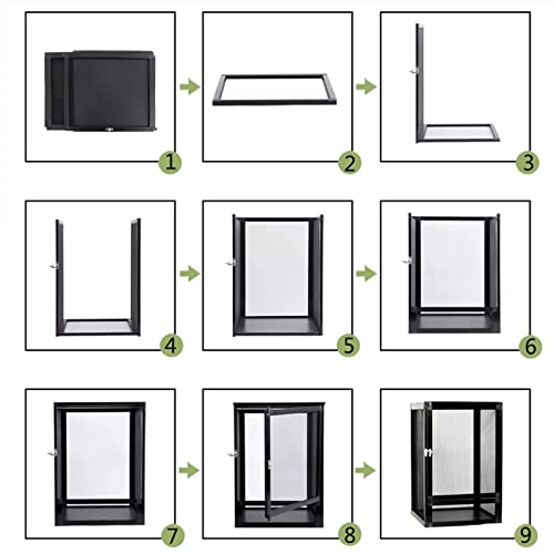 Reptile Habitat Screen Cage Aluminum Terrarium Feeding Insect Snake Spiders Chameleon Amphibians Boxes, Silver (Silver 450x 450 x 800mm) - size: 450x 450 x 800mm