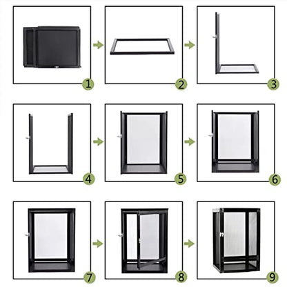 Reptile Habitat Screen Cage Aluminum Terrarium Feeding Insect Snake Spiders Chameleon Amphibians Boxes, Silver (Silver 450x 450 x 800mm) - size: 450x 450 x 800mm
