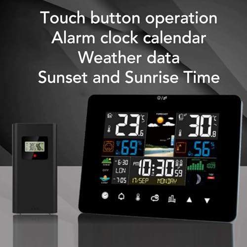 AUNMAS Digital Thermometer Hygrometer, Wireless Indoor Outdoor Weather Station with Large Display and Touch Controls, for Home Office Greenhouse Terrarium
