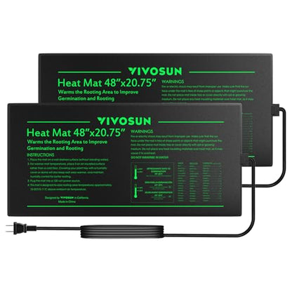 VIVOSUN 2-Pack 48" x 20.75" Durable Waterproof Seedling Heat Mat, UL & MET-Certified Warm Hydroponic Heating Pad for Germination, Indoor Gardening, Greenhouse - size: 48" x 20.75" - 2pack