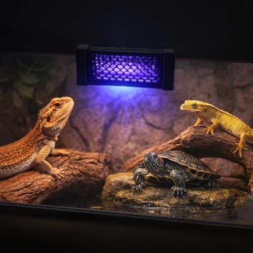 4.8 in 4W UVB 10.0 Reptile Light, Dimmable LED UVB Lamp with 5-Level Brightness, Adjustable Switch, Natural Light Simulation for Lizards, Snakes, Tortoises