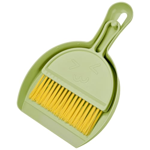 RYPET Pet Cage Cleaning Tool-Small Broom and Dustpan Set, Mini Dustpan and Whisk Brush Set for Guinea Pig Chinchilla Hamster Ferret Hedgehog Rabbit Reptile, Cage Cleaner for Small Animal Waste Green - color: Green with Yellow Bristle