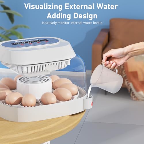 Sailnovo 12 Egg Incubator with Automatic Egg Turning and Humidity Display, Built-in Candler & 360° View Window, Manual & Preset Modes for Hatching Chicken Duck Quail Eggs Home Classroom Lab