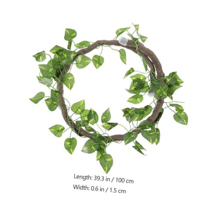 TOYANDONA Simulation Rattan Vine with Suction Cups for Reptile Tank Decoration Lifelike Climbing Branch with Bright Leaves for Bearded Dragon Lizard Gecko Chameleon Terrarium Habitat