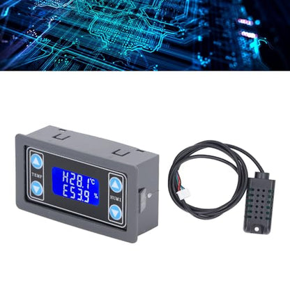 Digital Thermostat Humidistat Controller Dual Relay Output Temperature Humidity Control Module for Greenhouse Reptile Terrarium ABS Plastic