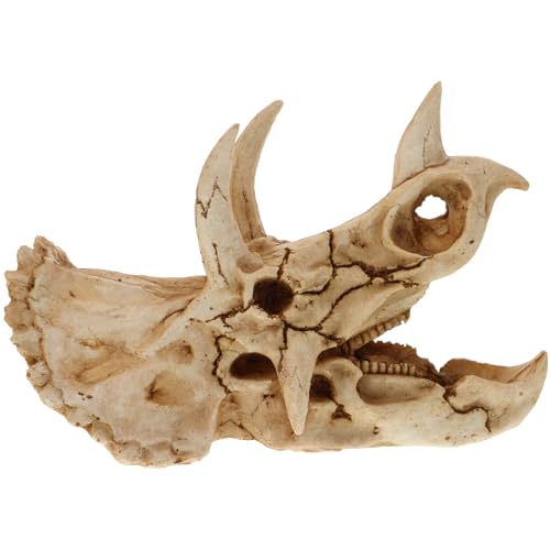 Realistic Resin Dinosaur Skull Ornament Reptile Hideout for Turtles and Lizards, Highly Wear-Resistant Dinosaur Skull Decoration for Bearded Dragon Cage and Terrarium Accessories