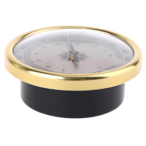 72mm Round Gold Hygrometer Humidity Meter Gauge Ring Surface - No Battery Needed
