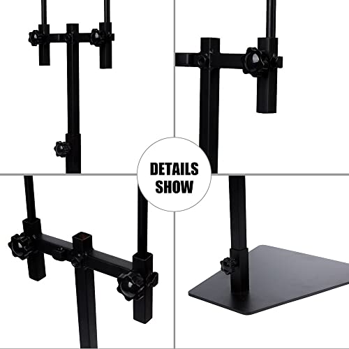 Reptile Heat Lamp Stand, Pet Lamp Holder, Adjustable Metal Floor Light Lamp Bracket Support for Reptile Small Animals or Succulent Plants Glass Terrarium (2 Hooks)