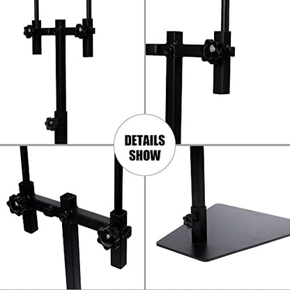 Reptile Heat Lamp Stand, Pet Lamp Holder, Adjustable Metal Floor Light Lamp Bracket Support for Reptile Small Animals or Succulent Plants Glass Terrarium (2 Hooks)