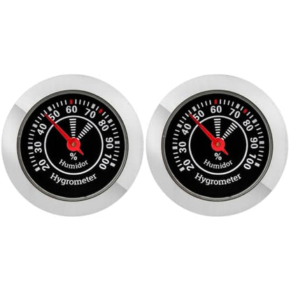 Hemoton 2-Pack Analog Cigar Humidor Hygrometer Round Mechanical Humidor Gauge Humidity Meter for Cigar Box Small Compact Accessory for Violin Case Home Use