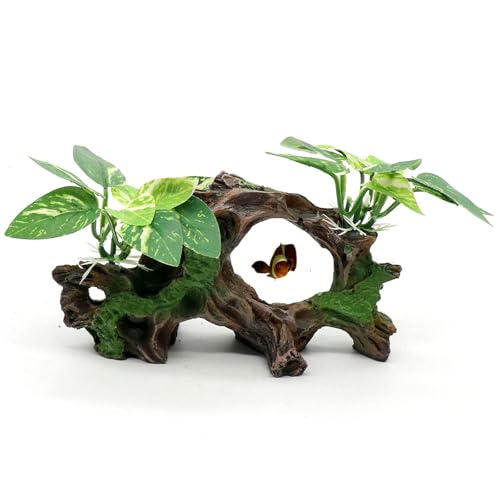 relaqcc Fish Tank Decorations Artifical Driftwood Cave Aquarium Decor Ornaments Silk Aquarium Plants for Betta Fish Tank Accessories - color: Type-a
