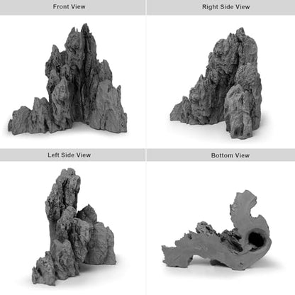 FZONE Resin Seiryu Stone Model Ph-Neutral Aquarium Rocks for aquascaping, Micro-Landscapes - size: 02 Seiryu Stone 7.48" × 5.51" × 7.87"