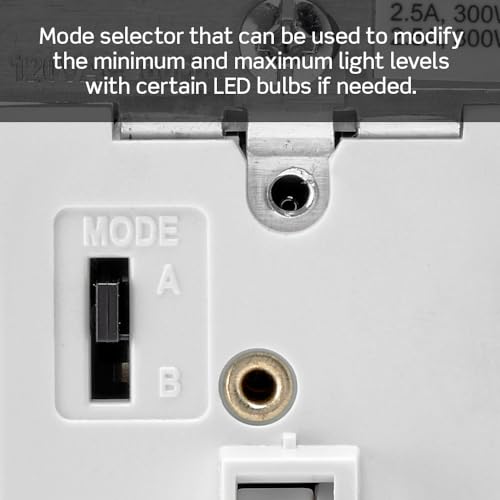 Leviton Toggle Slide Dimmer Switch for Dimmable LED, Halogen and Incandescent Bulbs, TSL06-1LW, White - color: White