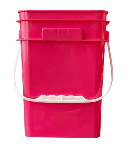 House Naturals 4 Gallon Square Food Grade Bucket Pail with Plastic Handles and Lid (Pack of 3) Made in USA containers (Pink/Magenta/Purple - White lids) - color: Pink/Magenta/Purple - White Lids