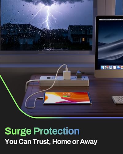 BN-LINK 8 Outlet Surge Protector with 7-Day Digital Timer (4 Outlets Timed, 4 Outlets Always On) - White