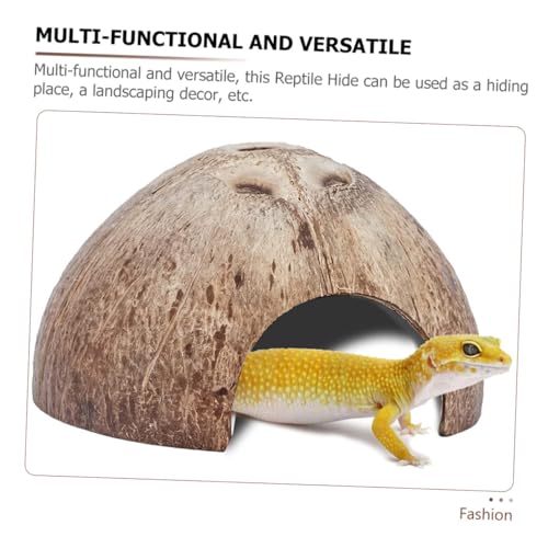 2-Pack Coconut Shell Reptile Hideout 4.72In Natural Coir Pet Shelter for Gecko Lizard Hermit Crab Terrarium Safe Habitat