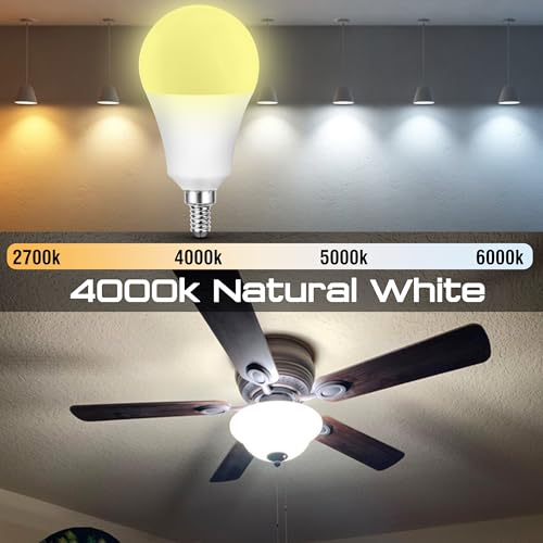 E12 LED Candelabra Bulb 100Watt Equivalent, 4000K Natural White, E12 A19 LED Ceiling Fan Light Bulbs A60 Globe Shape for Chandelier Pendant Wall Sconces Lighting, 9W 1000LM, Non-Dimmable, 2 Pack - color: 4000k Natural White, size: 100 Watts