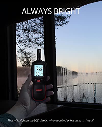 Wintact Digital Temperature and Humidity Meter, Thermometer Hygrometer Monitor with Dew Point and Wet Bulb Temperature, Backlight, Max/Min Value, Data Hold, Store 1000 Group of Data for Indoor Outdoor