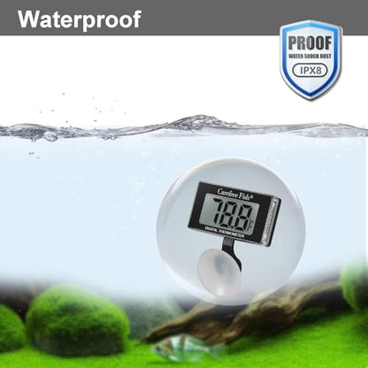 Carefree Fish Aquarium Underwater Thermometer for Saltwater and Freshwater Replaceable Battery Temperature Error ±1℉