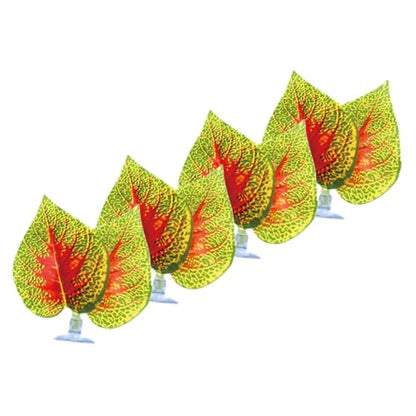 PRETYZOOM Artificial Aquarium Plants 4pcs Purple Perilla Leaf with Suction Cups, Plastic Terrarium Simulated Plant Ornament for Fish Tank Landscaping and Reptile Tank Decoration