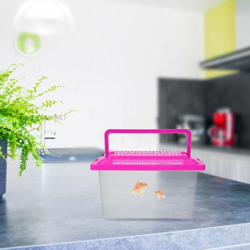 POPETPOP Portable Fish Tank Handheld Transparent Turtle Box Plastic Aquarium for Small Pets Hamsters Reptiles Compact Lightweight Terrarium