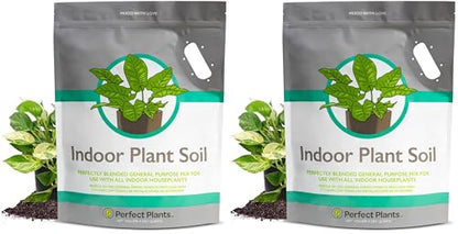 Perfect Plants Indoor Plant Soil 8qt | Perfectly Balanced Potting Mix | Gardening Substrate for All Varieties of Live houseplants (Pack of 2) - size: 8qts. (Pack of 2)
