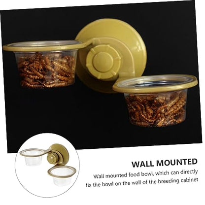 BESPORTBLE 2pcs Wall-Mounted Lizard Feeding Basin Automatic Reptile Pet Feeder Water Dish for Reptiles Like Gecko Snake Turtles Safe Material