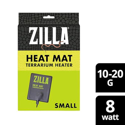Zilla Heat Mat, Terrarium Heater for Reptiles, Snakes (Ball Pythons, Corn Snakes), Leopard Geckos, Tortoises, Amphibians and Arachnids, Small, Fits 10-20 Gallon, 8 Watt - size: Small