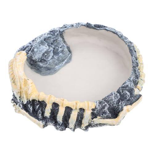BESPORTBLE Wear-Resistant Decorative Reptile Water Bowl Premium Feeding Dish for Snakes Turtles and Lizards Easy to Clean Natural Color for Enhanced Security