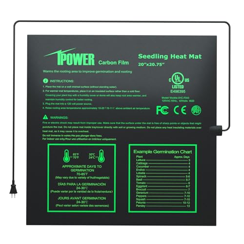 iPower Seeding Heat Mat Upgraded Carbon Film Indoor Warm Hydroponic Plant Germination Starting Pad Durable Waterproof, 20" x 20.75", Black - size: 20" x 20.75", style: 1 Pack