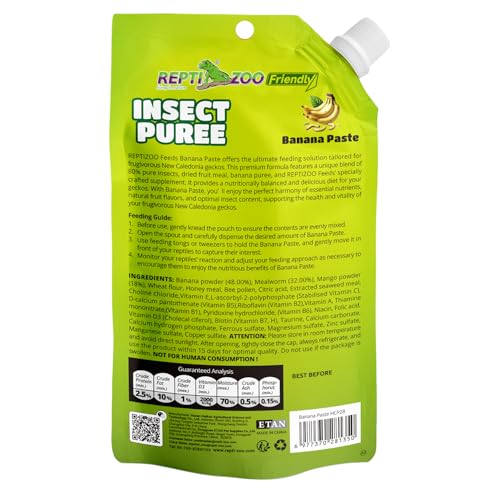 Crested Gecko Food Insect Puree, Fruit Mix Banana, Reptile Food Made with Fresh Insects 2.82oz