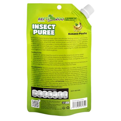 Crested Gecko Food Insect Puree, Fruit Mix Banana, Reptile Food Made with Fresh Insects 2.82oz