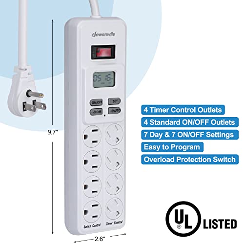 DEWENWILS 8-Outlet Power Strip with Timer+DEWENWILS 24 Hour Outlet Timer