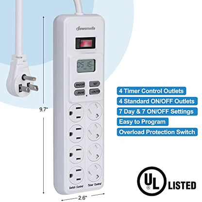 DEWENWILS 8-Outlet Power Strip with Timer+DEWENWILS 24 Hour Outlet Timer