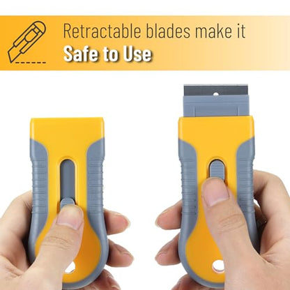 Bates- Razor Blade Scraper Set, 2 Pack, 1.5" & 4" Razor Scraper Tool with 20 Extra Carbon Steel Blades, Window Scraper Blades, Glass Scraper for Windows, Paint Scraper Blade Scraper for Cleaning
