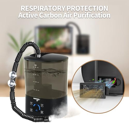 WACOOL Reptile Fogger Mister 4L No-Leak Top-Fill Water Humidifier - Digital Timer Terrarium Fogger with Adjustable Fog Volume and Silent Operation for Snake/Gecko/Gecko Tanks